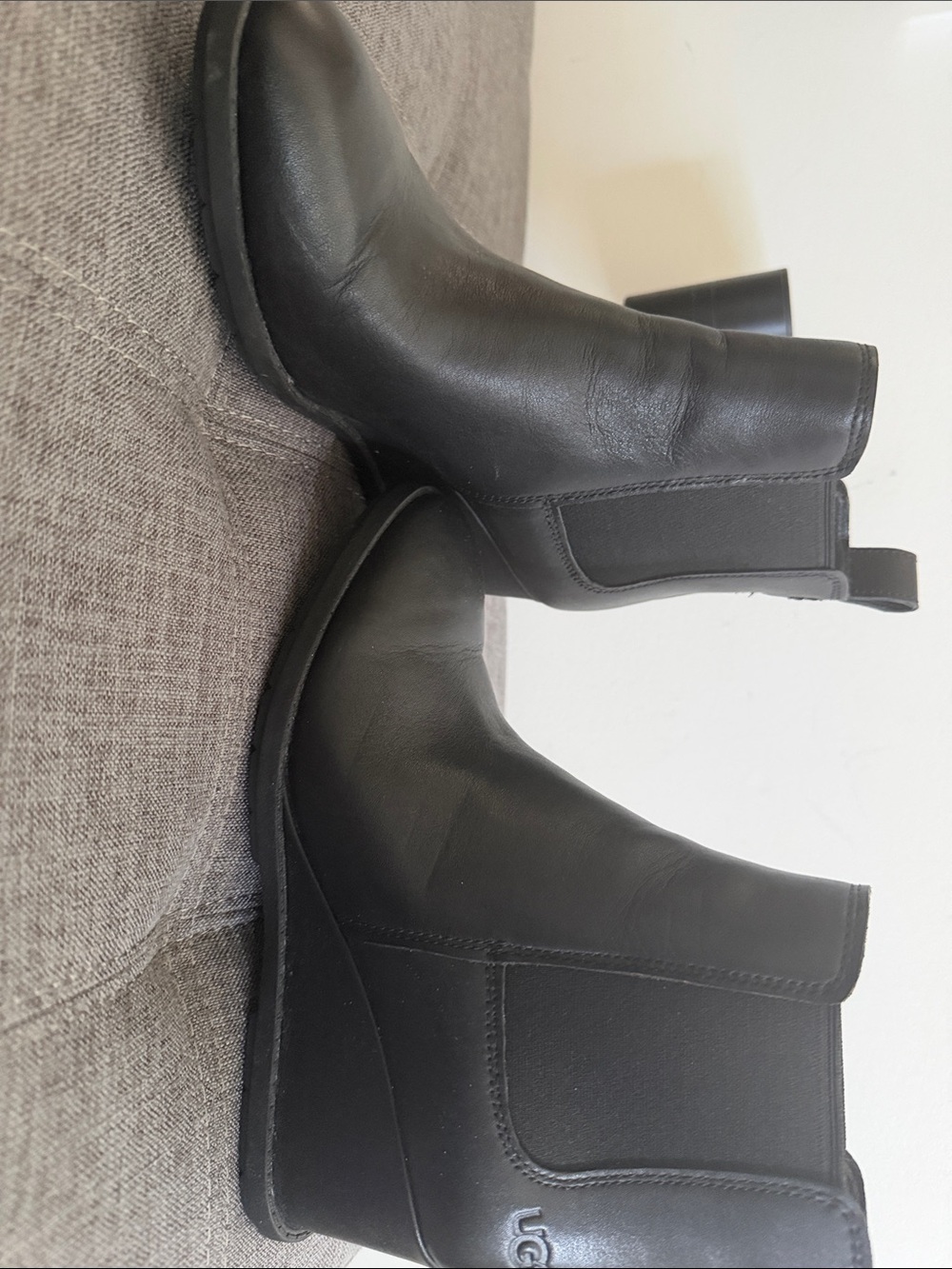 UGG Black Leather Chelsea Ankle Booties - maybe worn 2x